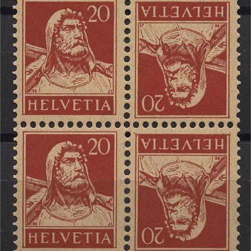 SWITZERLAND TETE BECHE STAMP TELL 20 Cts MNH in Pair